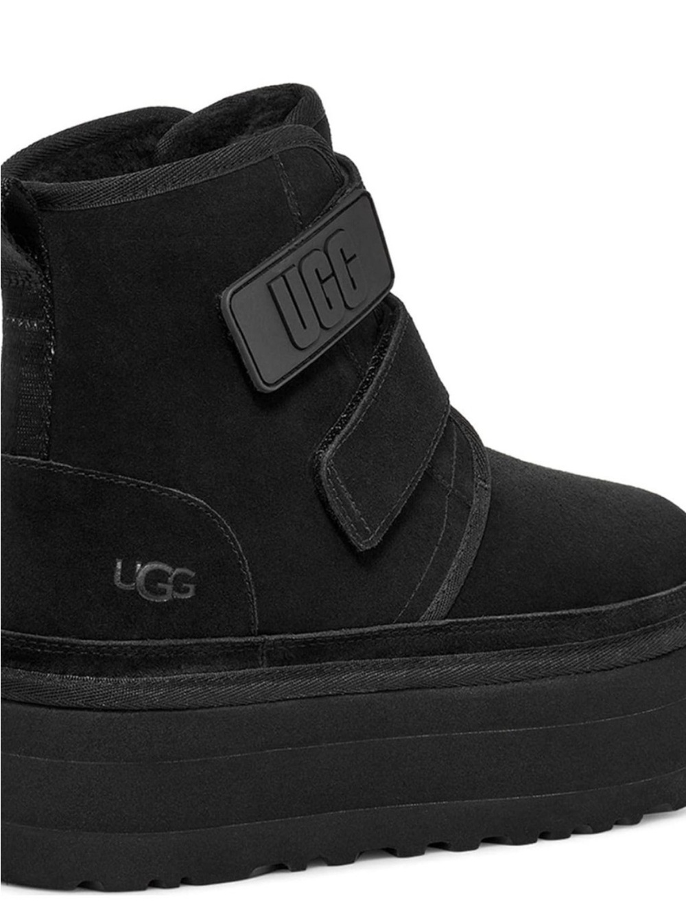 UGG Black Suede Velcro Platform Boots